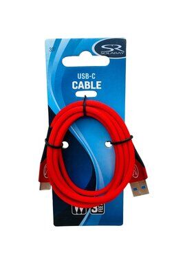 Solaray USB C Cable 3 Foot Red Braided